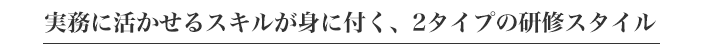 実務に活かせるスキルが身に付く、2タイプの研修スタイル